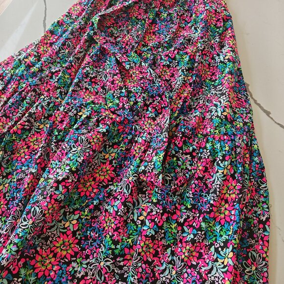 Lilly Pulitzer XL Off Shoulder Floral Maxi Dress Puff Sleeve Wrap Belt Resort Re - Picture 5 of 14
